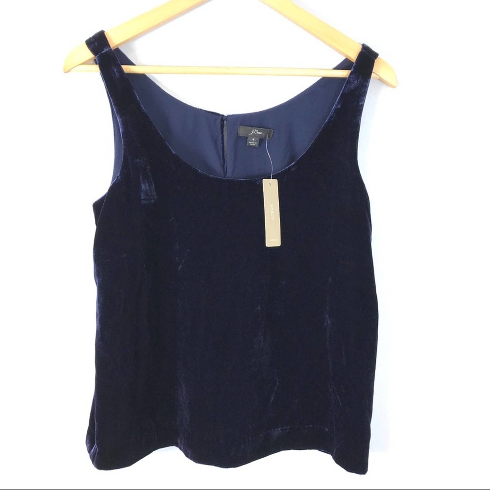 NWT J. Crew Twilight Blue Velvet Tank Top - Picture 2 of 7